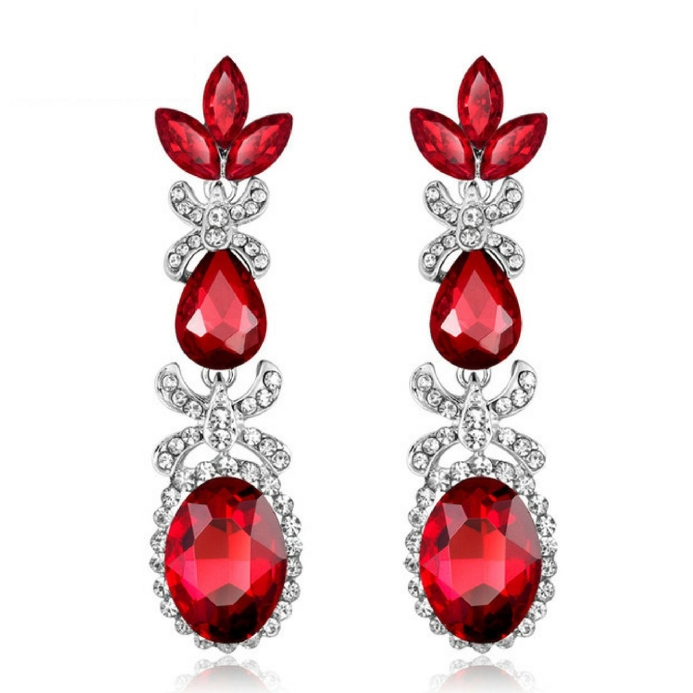 Earrings - Queen of the Three Red Gem Statement